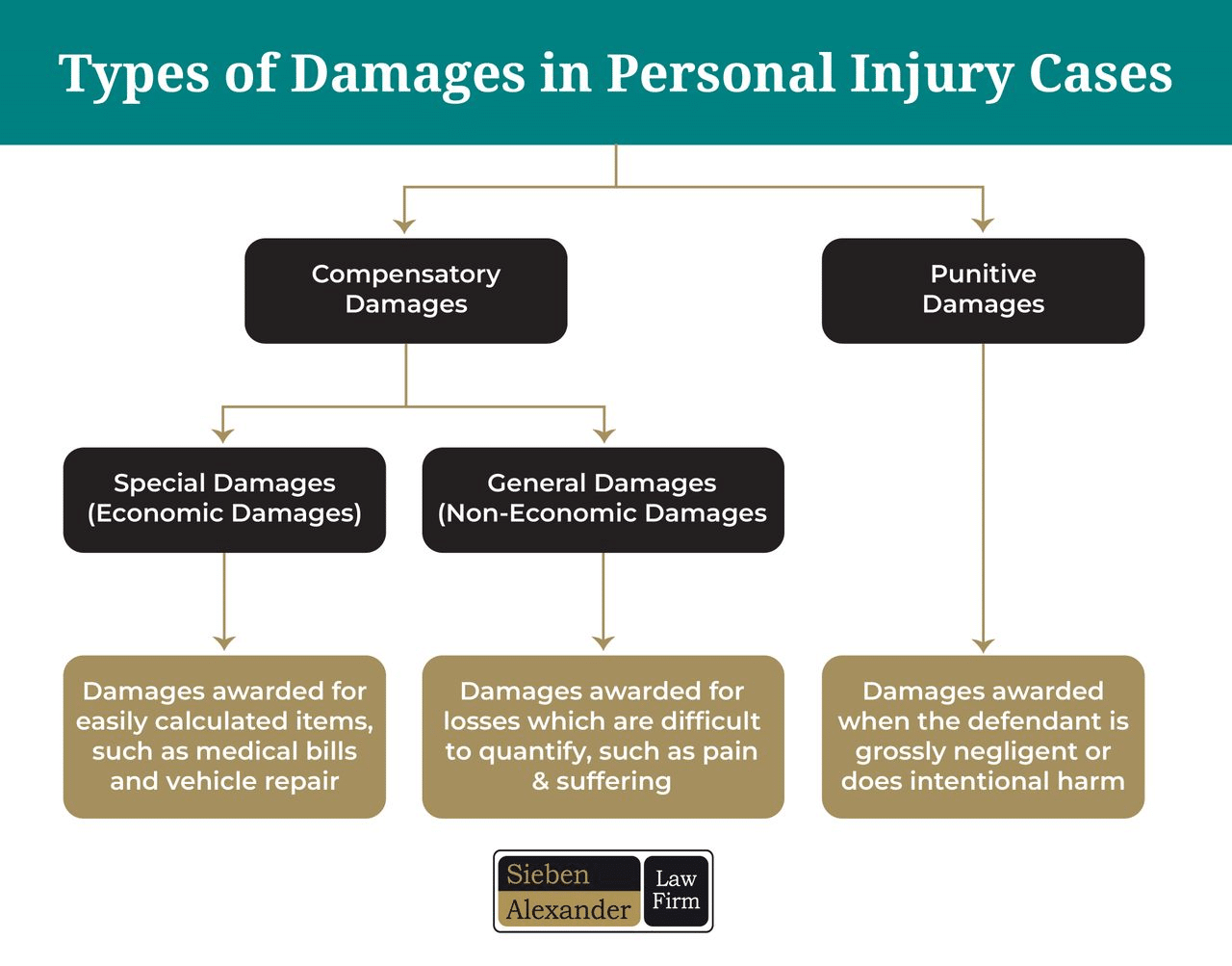 A chart displaying the types of damages in a personal injury case
