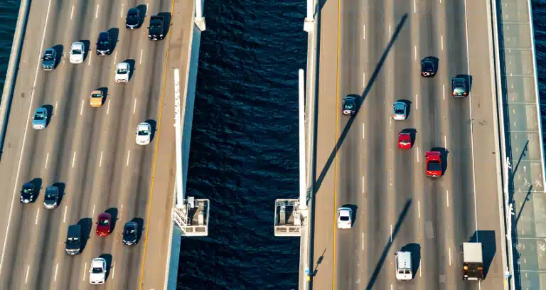 an 8 lane highway over water