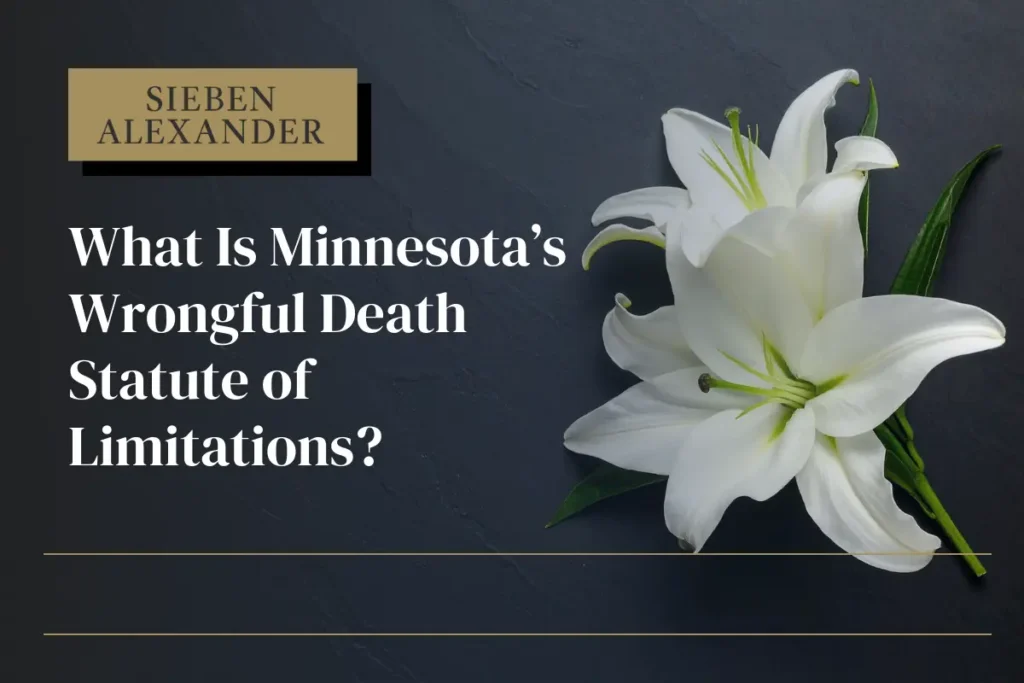 An image of a white flower on a black background with the text "What is Minnesota's Wrongful Death Statute of Limitations?"