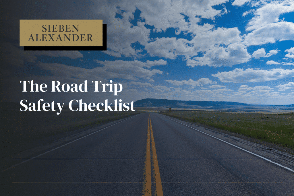 An open road with the text the Road Trip Safety Checklist