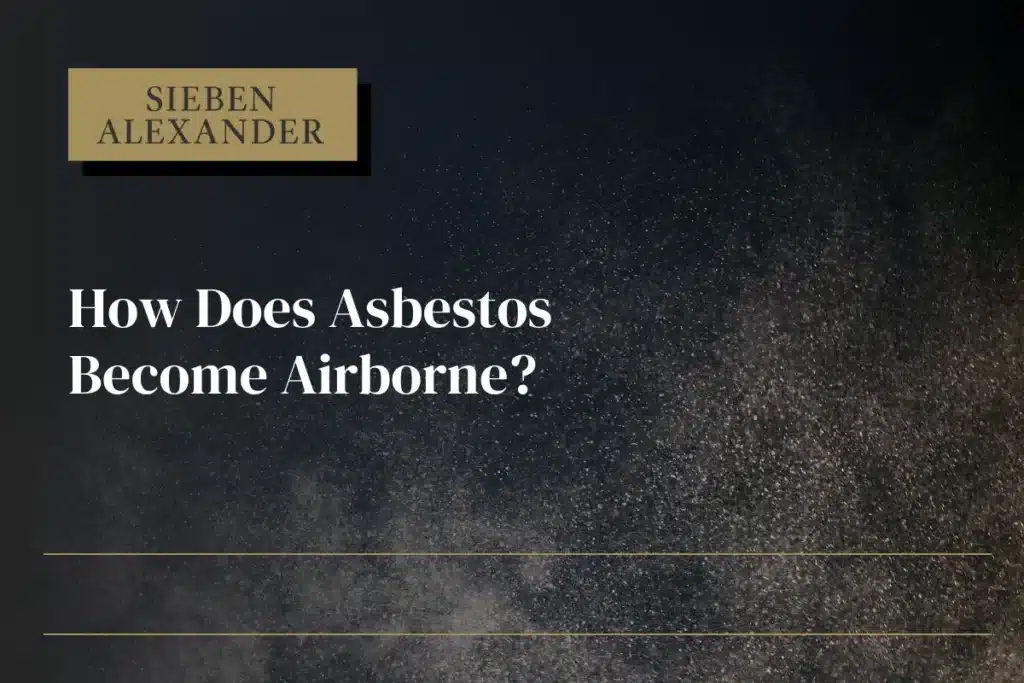 Asbestos particles in the air with the text "How does asbestos become airborne?"