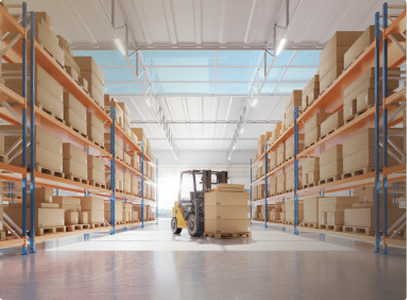 a forklift in a warehouse
