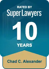 Super Lawyers Awards celebrating Chad Alexander's 10 years