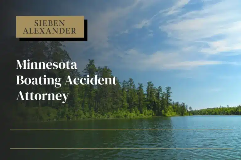 A lakeside in Minnesota with the text "Minnesota Boating Accident Attorney"