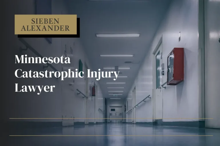 An empty hospital hallway with the text "Minnesota Catastrophic Injury Lawyer"