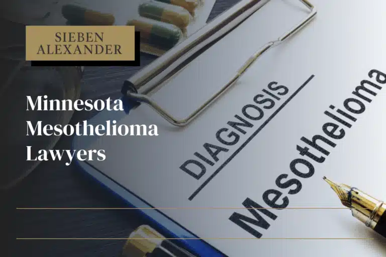 A doctors clipboard stating the patient has mesothelioma with the text "Minnesota Mesothelioma Lawyer"