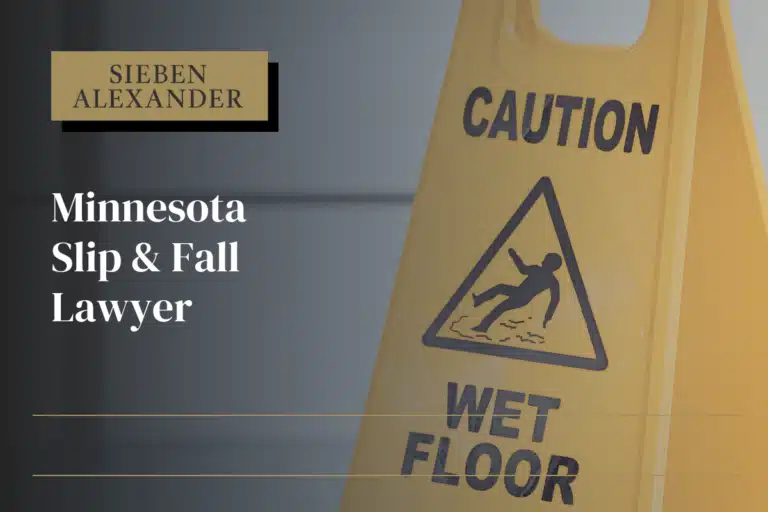 A slip and all caution sign with text "Minnesota Slip & Fall Lawyer"