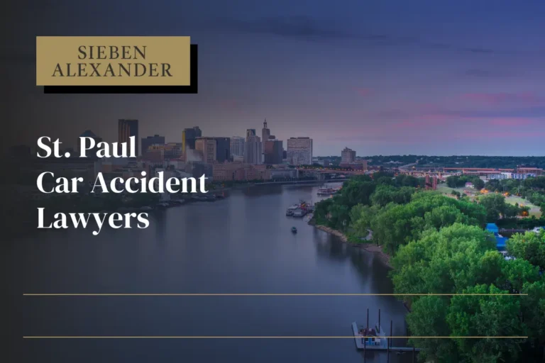 City skyline of St. Paul Minnesota with the text "St. Paul Car Accident Lawyer"